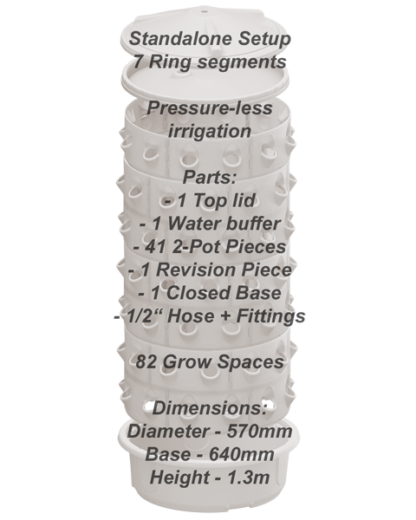 Discontinued: V2 Standalone soil-less barrel 7 ring segments - 82 grow spaces